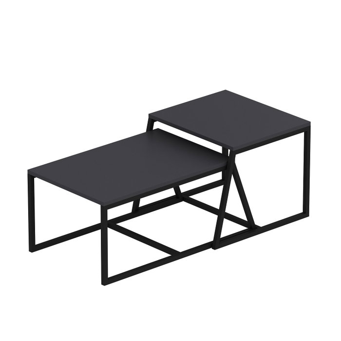 Hanah Home Mesa de Centro Antracita con Estantes Hanah Home Mesa de Centro Antracita con Estantes